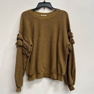 Ulla Johnson Pullover Sweater Women’s Size S Fringe Sleeves 100% Cotton